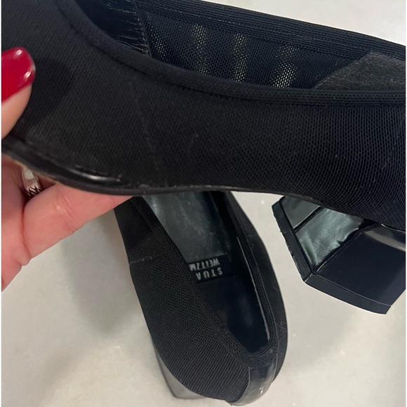 STUART WEITZMAN BLACK NYLON AND LEATHER LOW HEEL - Picture 8 of 13
